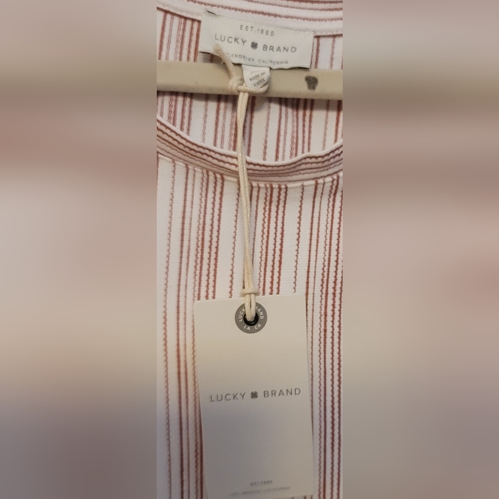 Lucky Brand, New Directions Rose and White Striped Blouse - Picture 3 of 6